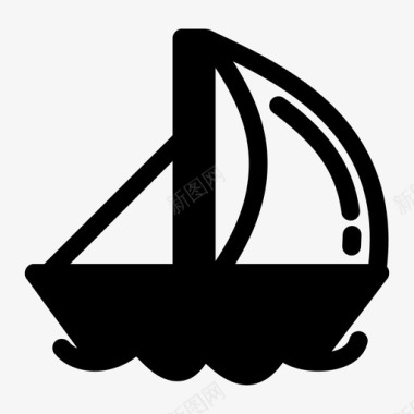 帆船船浪图标图标