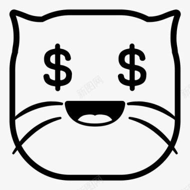 夸张表情猫猫钱美元表情符号图标图标