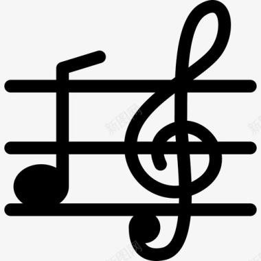 五角星形高音谱号和音符音乐教育性图标图标