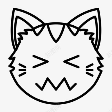 混乱的猫脸表情符号挣扎图标图标