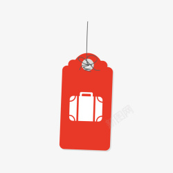 红白色旅行箱吊牌矢量图素材