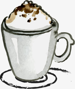 手绘水彩咖啡杯矢量图素材