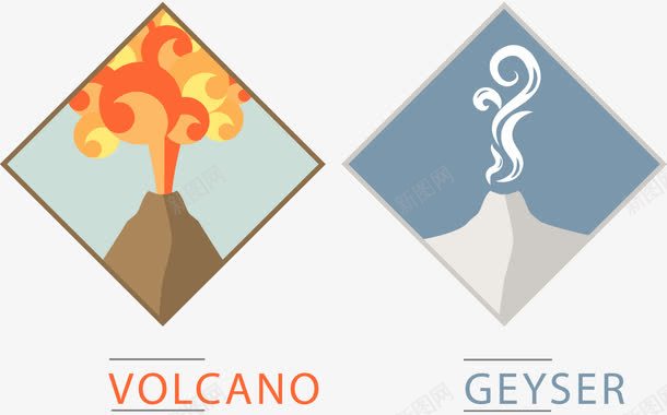 创意火山喷发手绘火山图标图标