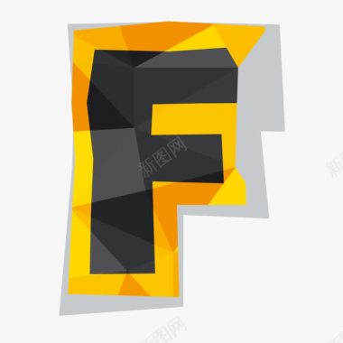 F褶皱晶格立体英文字母F图标图标