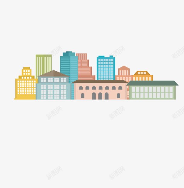 手绘城市房屋png免抠素材_88icon https://88icon.com 卡通 彩色的城市 房屋 手绘