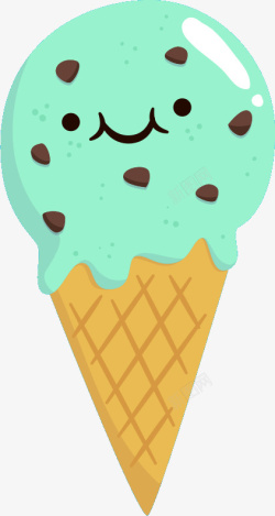 蓝色手绘可爱冰淇淋素材