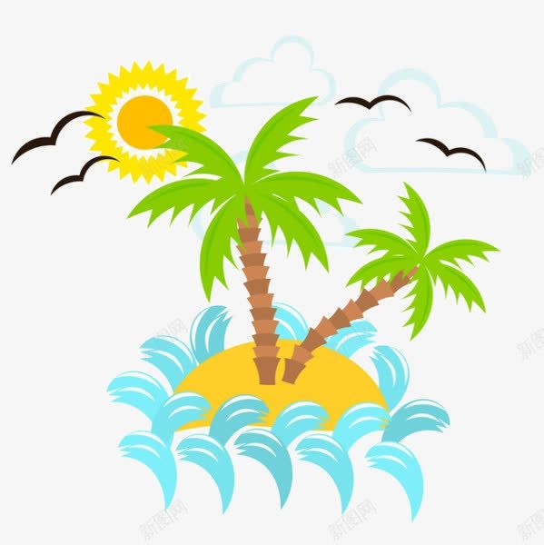 卡通树海鸥png免抠素材_88icon https://88icon.com 卡通 太阳 树 海鸥素材