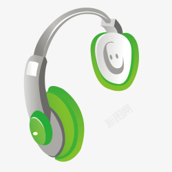 卡通绿色耳机矢量图素材
