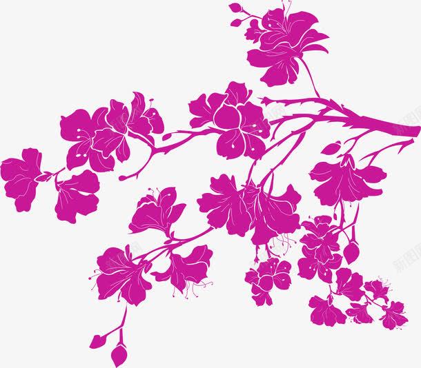 紫色花朵树干图案矢量图ai免抠素材_88icon https://88icon.com 图案 树干 紫色 花朵 矢量图