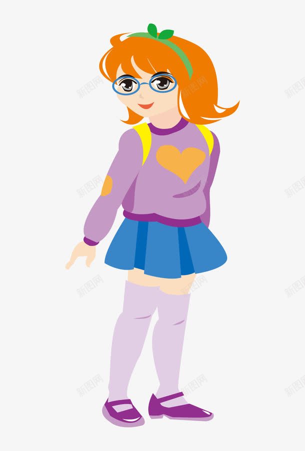 卡通手绘戴眼镜可爱小女孩png免抠素材_88icon https://88icon.com 可爱的小女孩 戴眼镜的女孩 手绘的女孩