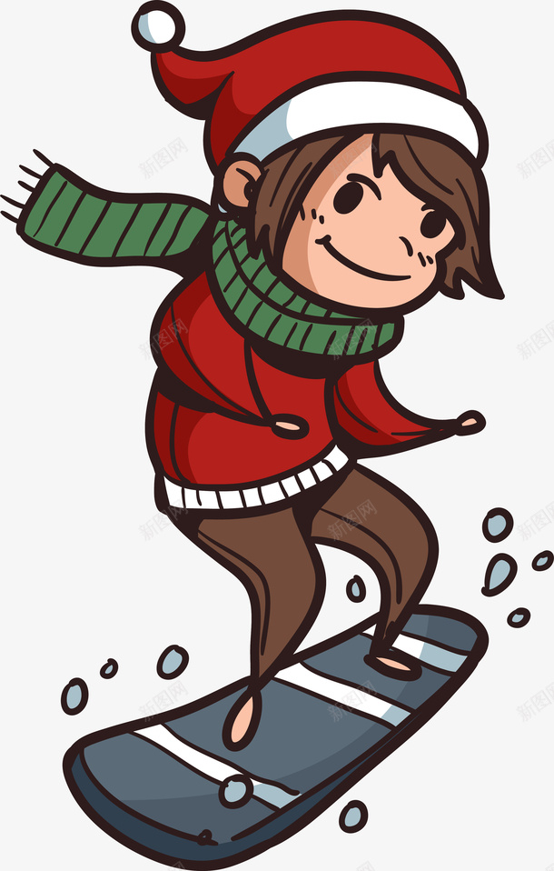 冬季滑雪装饰png免抠素材_88icon https://88icon.com 冬季棉服 卡通滑板 扁平化 滑雪男孩 矢量图案 设计图
