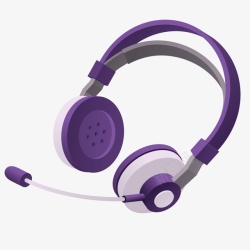 紫色时尚逼真耳机矢量图素材