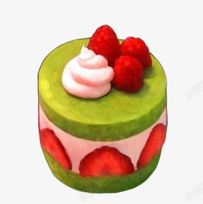 手绘绿色可口蛋糕png免抠素材_88icon https://88icon.com 可口 绿色 蛋糕
