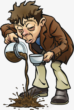 卡通插图自己倒咖啡喝的男士素材