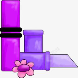 卡通手绘花朵紫色小刀素材