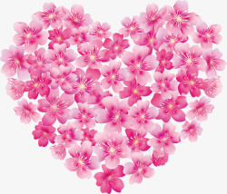 手绘粉色花朵组成的爱心矢量图素材
