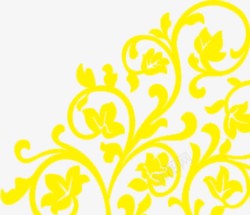 手绘黄色边框纹理花朵素材