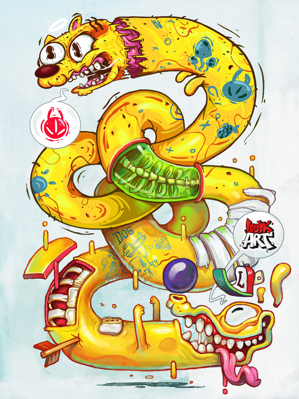 彩绘卡通蛇图案png免抠素材_88icon https://88icon.com 创意动物图案 卡通蛇图案 彩绘图案