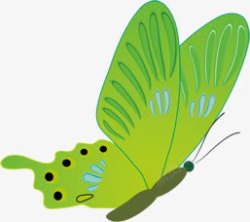 绿色卡通手绘蝴蝶装饰素材