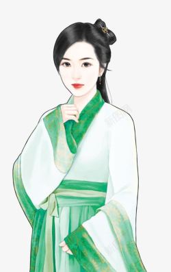 绿色清新古风美女素材