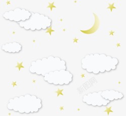 星星月亮和白云素材