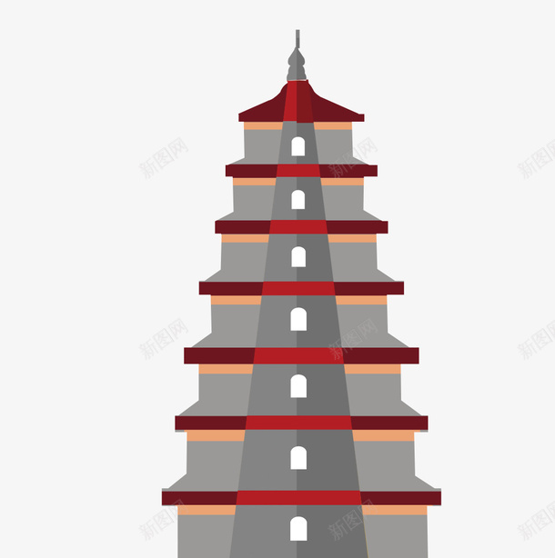 塔装饰psd免抠素材_88icon https://88icon.com 塔 扁平化 灰色 装饰