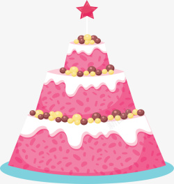 粉红色三角锥生日蛋糕矢量图素材
