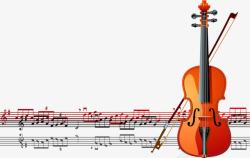 红色矢量小提琴和音谱红色小提琴和音谱高清图片