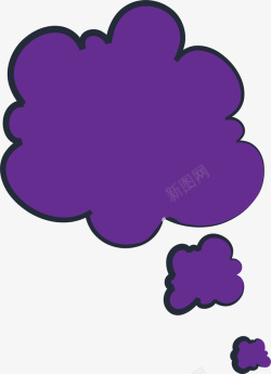手绘紫色云朵对话框素材