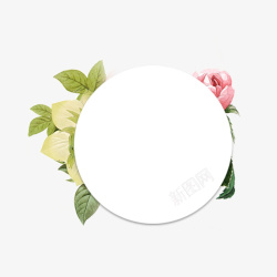 手绘植物花朵圆形边框素材