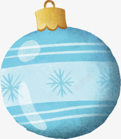 天蓝色水彩圣诞球矢量图素材