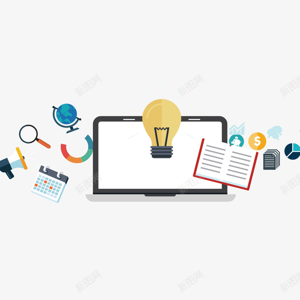 ppt现代化元素png免抠素材_88icon https://88icon.com ppt 商务 电脑 金融