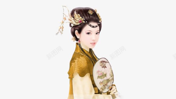 摇扇黄衣宫妃古风手绘png免抠素材_88icon https://88icon.com 古风 嫔妃 宫妃 手绘 黄衣