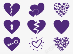 紫色心形创意图案矢量图素材