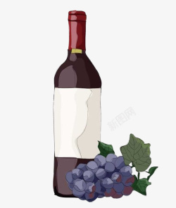 彩色素描风格红酒图案素材