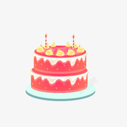 红色双层生日蛋糕素材