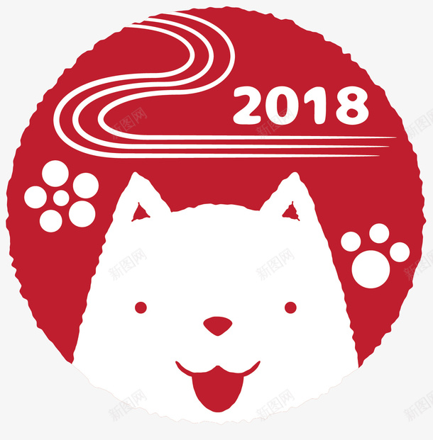 卡通2018红色狗年贴纸矢量图ai免抠素材_88icon https://88icon.com 2018 2018新年 2018狗年 2018狗年字体设计 2018艺术字 卡通2018红色狗年贴纸 卡通狗年 矢量图