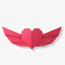 卡通红色心形爱心翅膀素材