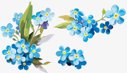 水彩蓝色花卉装饰图案素材