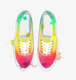 水彩绘运动鞋矢量图素材