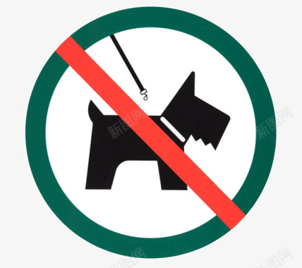 彩绘动物图案绿色卡通动物警告牌禁止宠物入内图标图标