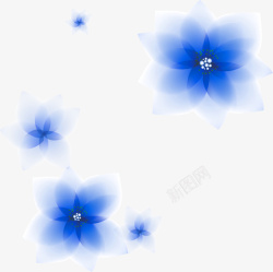蓝色梦幻花朵漂浮素材