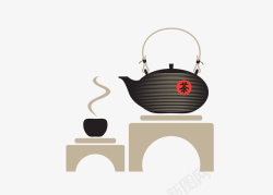 沏茶黑色煮茶沏茶矢量图高清图片