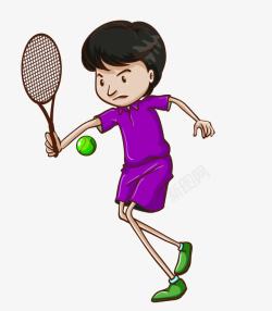 练习打网球的卡通少年素材