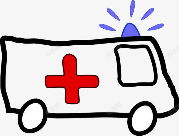 卡通手绘的简单救护车png免抠素材_88icon https://88icon.com 卡通 卡通简单 救护车 简单
