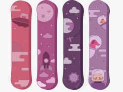 紫色系可爱滑雪板矢量图素材