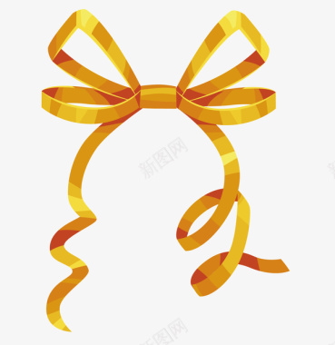 金色纹理免费下载细长漂亮丝带金色丝带蝴蝶结装饰矢量图图标图标