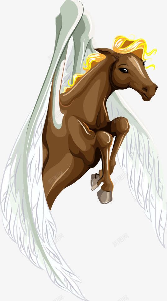 手绘天马png免抠素材_88icon https://88icon.com 动物 卡通动物 卡通马 天马 马匹 骏马