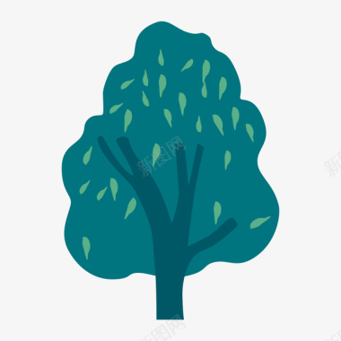 自然的绿色圆角大树元素矢量图图标图标