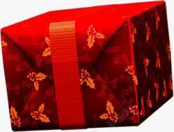 红色花纹礼盒装饰素材